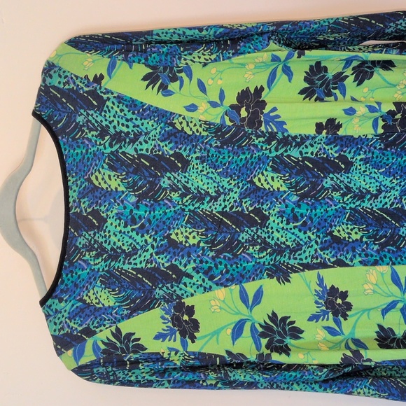 Soft Surroundings Marilla Tunic Top Green Blue Floral Beaded Size Large - Picture 8 of 12